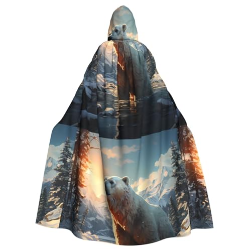 DLXW Herren Damen Umhang Halloween Kapuzenumhang Königin Robe Kostüm Renaissance Mittelalter Kostüm Eisbär im Winter DLXW Herren Damen Umhang Halloween Kapuzenumhang Königin Robe Kostüm Renaissance Mittelalter Kostüm Eisbär im Winter von DLXW