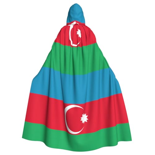 DLXW Herren Damen Umhang Halloween Kapuzenumhang Königin Robe Kostüm Renaissance Mittelalter Kostüm Flagge von Aserbaidschan von DLXW