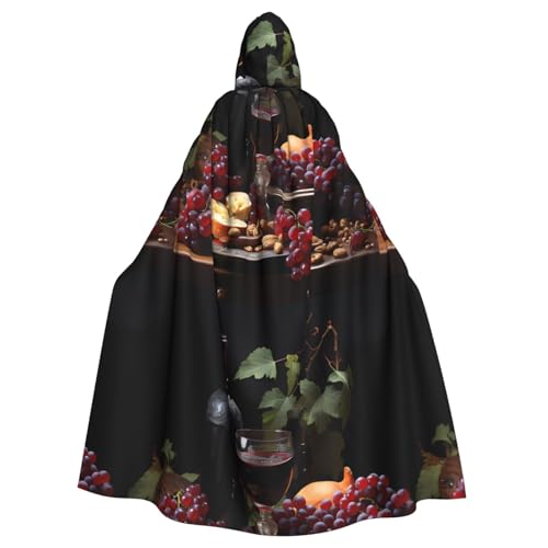 DLXW Herren Damen Umhang Halloween Kapuzenumhang Königin Robe Kostüm Renaissance Mittelalter Kostüm Früchte und Weine von DLXW