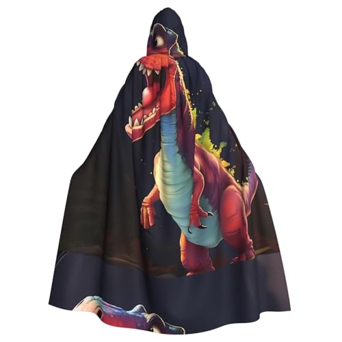 DLXW Herren Damen Umhang Halloween Kapuzenumhang Königin Robe Kostüm Renaissance Mittelalter Kostüm Großer Mund Dinosaurier von DLXW