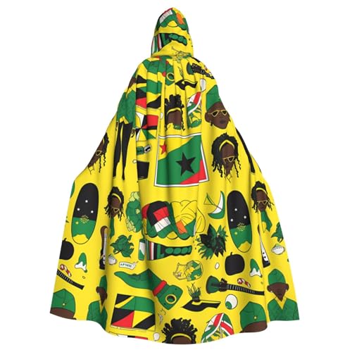 DLXW Herren Damen Umhang Halloween Kapuzenumhang Königin Robe Kostüm Renaissance Mittelalter Kostüm Jamaikanische Elemente von DLXW