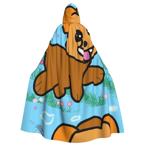 DLXW Herren Damen Umhang Halloween Kapuzenumhang Königin Robe Kostüm Renaissance Mittelalter Kostüm Laufen Cartoon Hund von DLXW