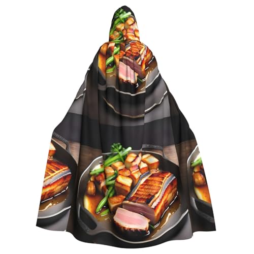 DLXW Herren Damen Umhang Halloween Kapuzenumhang Königin Robe Kostüm Renaissance Mittelalter Kostüm Leckeres Grillfleisch von DLXW