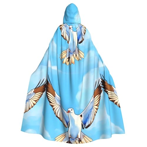 DLXW Herren Damen Umhang Halloween Kapuzenumhang Königin Robe Kostüm Renaissance Mittelalter Kostüm Möwen im Flug von DLXW