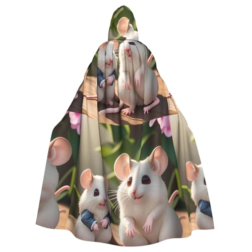 DLXW Herren Damen Umhang Halloween Kapuzenumhang Königin Robe Kostüm Renaissance Mittelalter Kostüm Mutter und Kind Ratten von DLXW