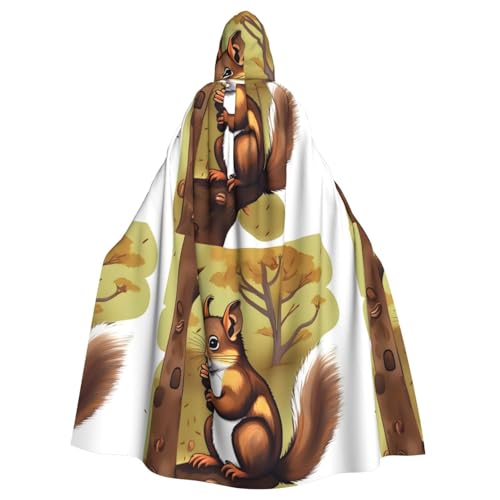 DLXW Herren Damen Umhang Halloween Kapuzenumhang Königin Robe Kostüm Renaissance Mittelalter Kostüm Nussfressendes Eichhörnchen von DLXW