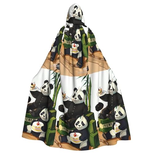 DLXW Herren Damen Umhang Halloween Kapuzenumhang Königin Robe Kostüm Renaissance Mittelalter Kostüm Pandas von Vater und Sohn von DLXW