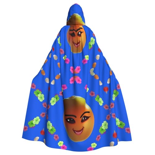 DLXW Herren Damen Umhang Halloween Kapuzenumhang Königin Robe Kostüm Renaissance Mittelalter Kostüm Smiley Gelb Birne von DLXW
