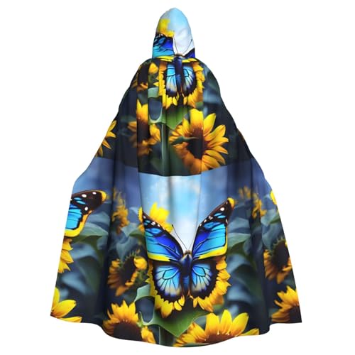 DLXW Herren Damen Umhang Halloween Kapuzenumhang Königin Robe Kostüm Renaissance Mittelalter Kostüm Sonnenblume Blau Schmetterling DLXW Herren Damen Umhang Halloween Kapuzenumhang Königin Robe Kostüm Renaissance Mittelalter Kostüm Sonnenblume Blau Schmetterling von DLXW