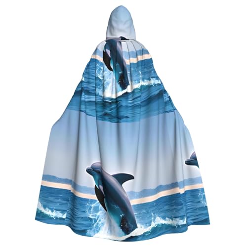 DLXW Herren Damen Umhang Halloween Kapuzenumhang Königin Robe Kostüm Renaissance Mittelalter Kostüm Springen Delfine DLXW Herren Damen Umhang Halloween Kapuzenumhang Königin Robe Kostüm Renaissance Mittelalter Kostüm Springen Delfine von DLXW