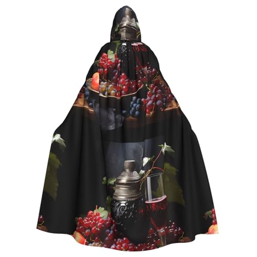 DLXW Herren Damen Umhang Halloween Kapuzenumhang Königin Robe Kostüm Renaissance Mittelalter Kostüm Trauben und Wein von DLXW