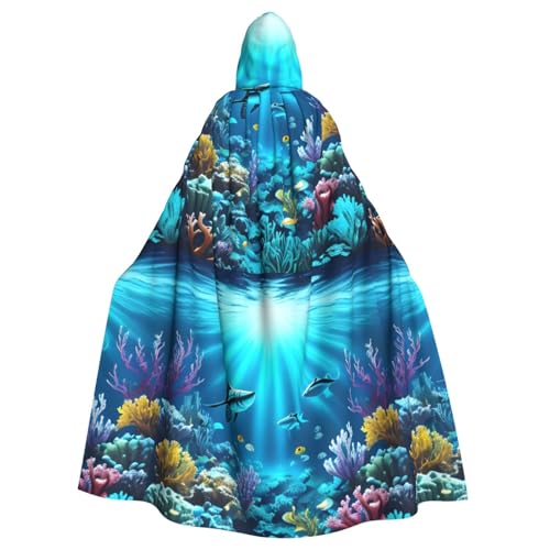 DLXW Herren Damen Umhang Halloween Kapuzenumhang Königin Robe Kostüm Renaissance Mittelalter Kostüm U-Boot Korallenrochen von DLXW