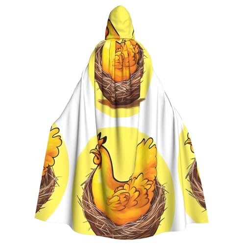 DLXW Herren Damen Umhang Halloween Kapuzenumhang Königin Robe Kostüm Renaissance Mittelalter Kostüm Vogelnest Goldenes Huhn von DLXW