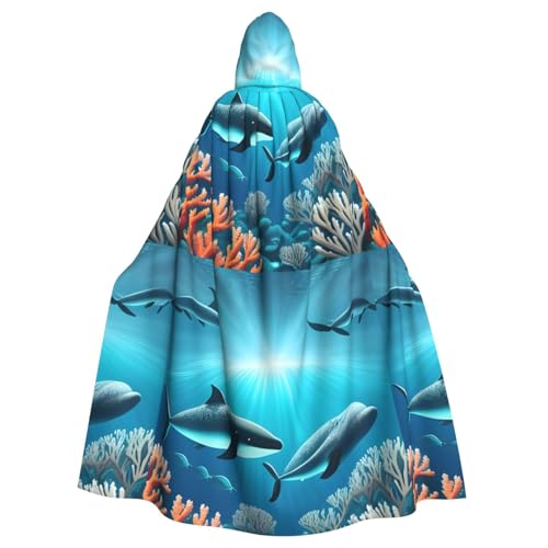 DLXW Herren Damen Umhang Halloween Kapuzenumhang Königin Robe Kostüm Renaissance Mittelalter Kostüm Wale unter dem Meer DLXW Herren Damen Umhang Halloween Kapuzenumhang Königin Robe Kostüm Renaissance Mittelalter Kostüm Wale unter dem Meer von DLXW