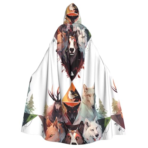 DLXW Herren Damen Umhang Halloween Kapuzenumhang Königin Robe Kostüm Renaissance Mittelalter Kostüm Wölfe und Rentier DLXW Herren Damen Umhang Halloween Kapuzenumhang Königin Robe Kostüm Renaissance Mittelalter Kostüm Wölfe und Rentier von DLXW