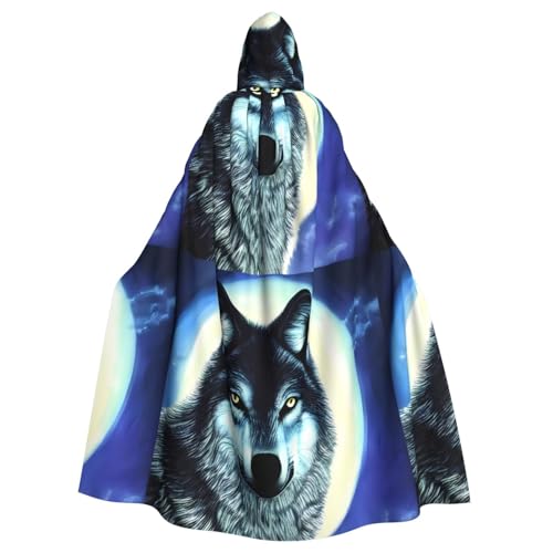DLXW Herren Damen Umhang Halloween Kapuzenumhang Königin Robe Kostüm Renaissance Mittelalter Kostüm Wolf unter Mond DLXW Herren Damen Umhang Halloween Kapuzenumhang Königin Robe Kostüm Renaissance Mittelalter Kostüm Wolf unter Mond von DLXW