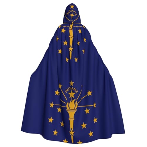 DLXW Kapuzenumhang Indiana Staatsflagge für Erwachsene – 100% Polyester, bequem und langlebig, perfekt für Halloween, Cosplay, Kostümpartys, Bühnenauftritte von DLXW