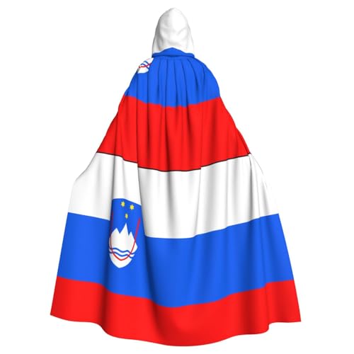 DLXW Kapuzenumhang mit Flagge Sloweniens für Erwachsene, 100 % Polyester, bequem und langlebig, perfekt für Halloween, Cosplay, Kostümpartys, Bühnenauftritte von DLXW