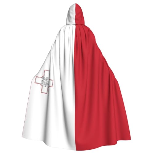 DLXW Kapuzenumhang mit Flagge von Malta, 100 % Polyester, bequem und langlebig, perfekt für Halloween, Cosplay, Kostümpartys, Bühnenauftritte von DLXW