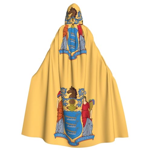 DLXW Kapuzenumhang mit Flagge von New Jersey für Erwachsene – 100 % Polyester, bequem und langlebig, perfekt für Halloween, Cosplay, Kostümpartys, Bühnenauftritte von DLXW