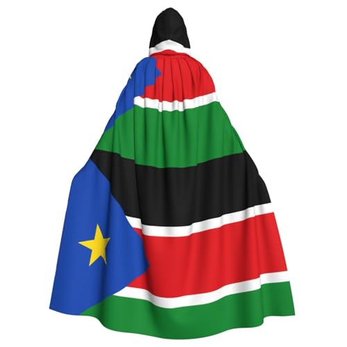 DLXW Kapuzenumhang mit Flagge von Südsudan, 100 % Polyester, bequem und langlebig, perfekt für Halloween, Cosplay, Kostümpartys, Bühnenauftritte von DLXW