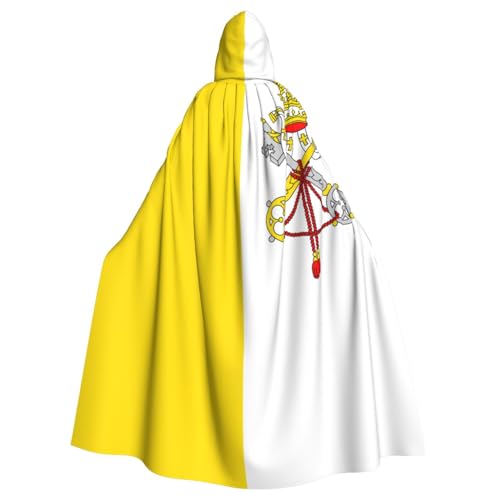 DLXW Kapuzenumhang mit Vatikanflagge für Erwachsene – 100 % Polyester, bequem und langlebig, perfekt für Halloween, Cosplay, Kostümpartys, Bühnenauftritte von DLXW