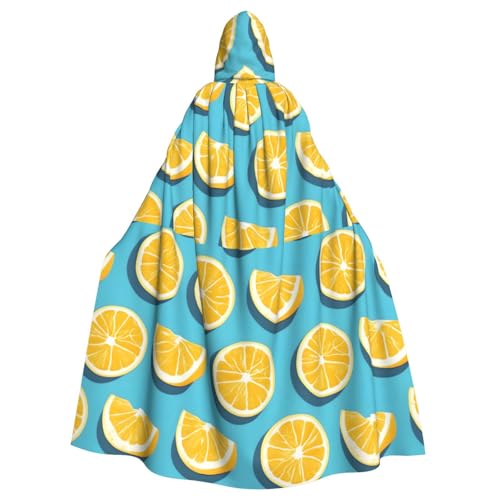 DLXW Kapuzenumhang mit Zitronenkeilen, 100 % Polyester, bequem und langlebig, perfekt für Halloween, Cosplay, Kostümpartys, Bühnenauftritte von DLXW