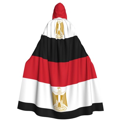 DLXW Kapuzenumhang mit ägyptischer Flagge, 100 % Polyester, bequem und langlebig, perfekt für Halloween, Cosplay, Kostümpartys, Bühnenauftritte von DLXW