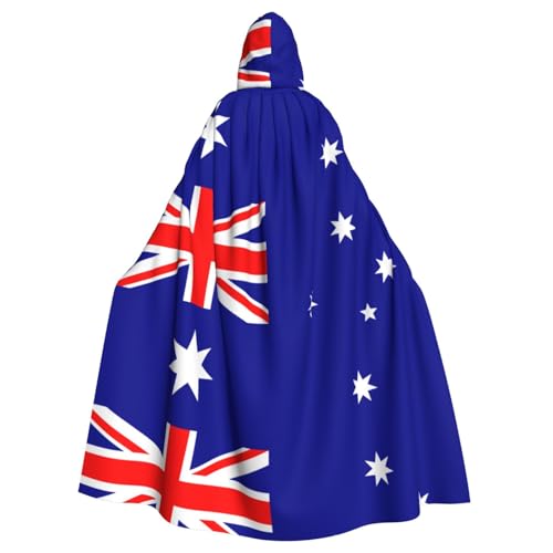 DLXW Kapuzenumhang mit australischer Flagge für Erwachsene, 100 % Polyester, bequem und langlebig, perfekt für Halloween, Cosplay, Kostümpartys, Bühnenauftritte von DLXW