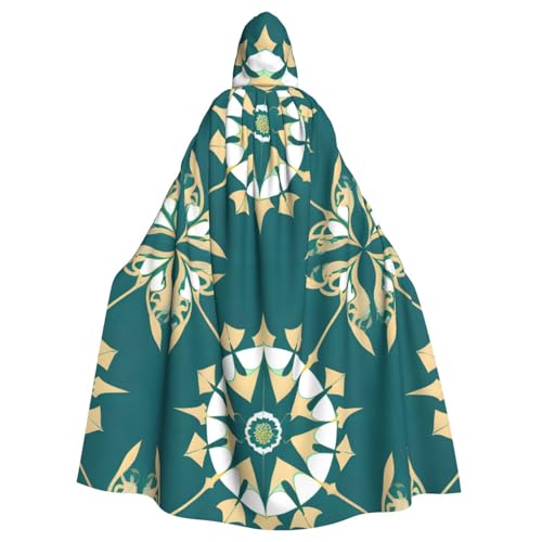 DLXW Kapuzenumhang mit exotischem Blumenmotiv für Erwachsene – 100 % Polyester, bequem und langlebig, perfekt für Halloween, Cosplay, Kostümpartys, Bühnenauftritte von DLXW