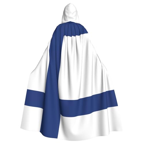 DLXW Kapuzenumhang mit finnischer Flagge für Erwachsene, 100 % Polyester, bequem und langlebig, perfekt für Halloween, Cosplay, Kostümpartys, Bühnenauftritte von DLXW