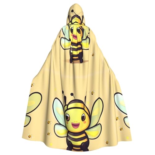 DLXW Kapuzenumhang mit gelbem Bienen-Motiv, 100 % Polyester, bequem und langlebig, perfekt für Halloween, Cosplay, Kostümpartys, Bühnenauftritte von DLXW