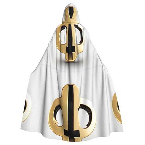 DLXW Kapuzenumhang mit goldenem Muster für Erwachsene – 100 % Polyester, bequem und langlebig, perfekt für Halloween, Cosplay, Kostümpartys, Bühnenauftritte von DLXW