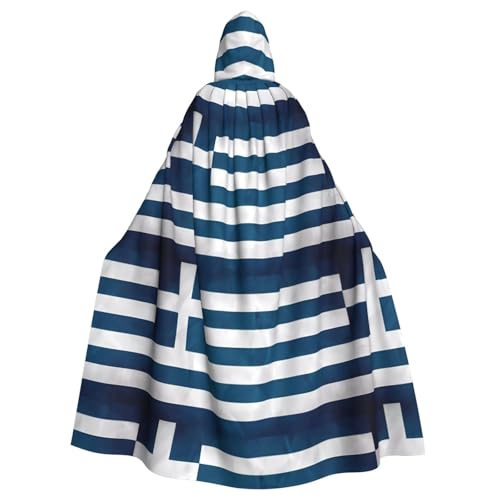 DLXW Kapuzenumhang mit griechischer Flagge für Erwachsene, 100 % Polyester, bequem und langlebig, perfekt für Halloween, Cosplay, Kostümpartys, Bühnenauftritte von DLXW
