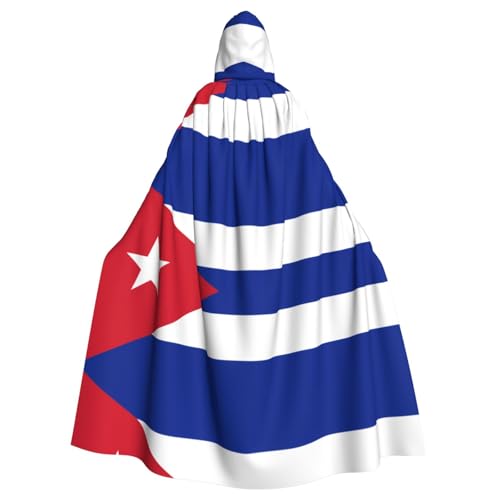 DLXW Kapuzenumhang mit kubanischer Flagge für Erwachsene, 100 % Polyester, bequem und langlebig, perfekt für Halloween, Cosplay, Kostümpartys, Bühnenauftritte von DLXW