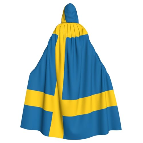 DLXW Kapuzenumhang mit schwedischer Flagge für Erwachsene – 100 % Polyester, bequem und langlebig, perfekt für Halloween, Cosplay, Kostümpartys, Bühnenauftritte DLXW Kapuzenumhang mit schwedischer Flagge für Erwachsene – 100 % Polyester, bequem und langlebig, perfekt für Halloween, Cosplay, Kostümpartys, Bühnenauftritte von DLXW