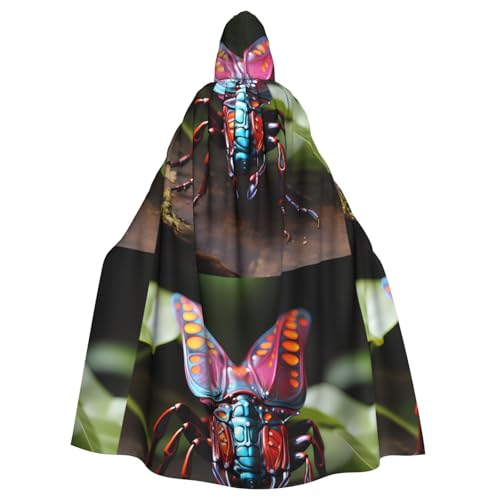 DLXW Kapuzenumhang mit seltsamen Insekten für Erwachsene, 100 % Polyester, bequem und langlebig, perfekt für Halloween, Cosplay, Kostümpartys, Bühnenauftritte von DLXW