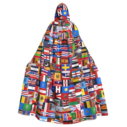 DLXW Kapuzenumhang mit verschiedenen Flaggen für Erwachsene – 100 % Polyester, bequem und langlebig, perfekt für Halloween, Cosplay, Kostümpartys, Bühnenauftritte von DLXW