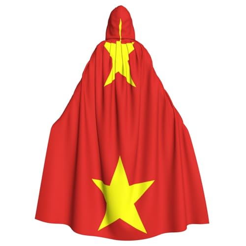 DLXW Kapuzenumhang mit vietnamesischer Flagge, 100 % Polyester, bequem und langlebig, perfekt für Halloween, Cosplay, Kostümpartys, Bühnenauftritte von DLXW