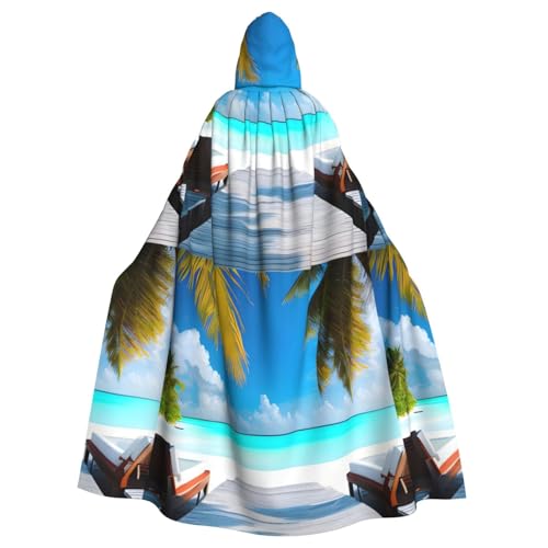 DLXW Malediven Urlaub Erwachsene Kapuzenumhang - 100% Polyester, bequem und langlebig, perfekt für Halloween, Cosplay, Kostümpartys, Bühnenauftritte von DLXW