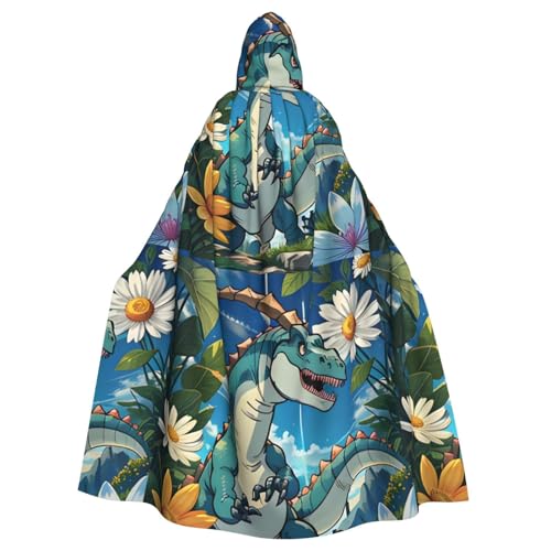 DLXW Niedlicher Dinosaurier-Kapuzenumhang für Erwachsene – 100 % Polyester, bequem und langlebig, perfekt für Halloween, Cosplay, Kostümpartys, Bühnenauftritte von DLXW