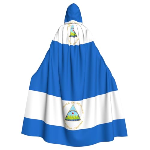 DLXW Nikaragua-Flagge für Erwachsene, Kapuzenumhang – 100 % Polyester, bequem und langlebig, perfekt für Halloween, Cosplay, Kostümpartys, Bühnenauftritte von DLXW