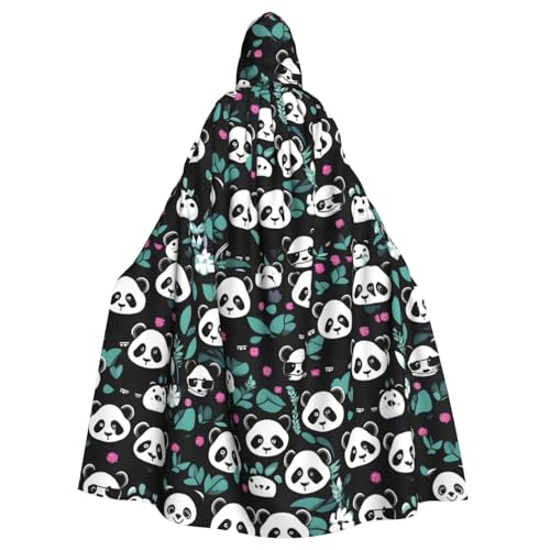 DLXW Panda süßes Gesicht Erwachsene Kapuzenumhang - 100% Polyester, bequem und langlebig, perfekt für Halloween, Cosplay, Kostümpartys, Bühnenauftritte von DLXW