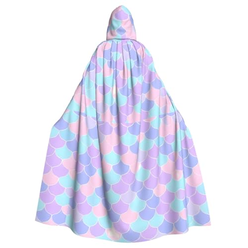 DLXW Renaissance Erwachsenen-Kapuzenumhang Polyester Umhang viktorianische Capelle Mittelalter Hobbit Halloween Kostüm Meerjungfrau Tattoo von DLXW
