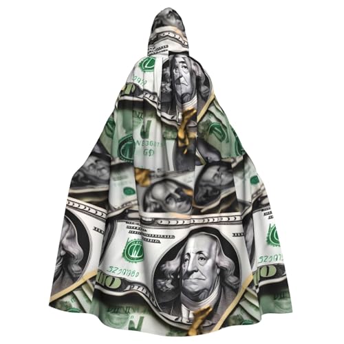DLXW Renaissance Kapuzenumhang für Erwachsene, Polyester, viktorianische Capelle, mittelalterliches Hobbit, Halloween-Kostüm, Banknotenmuster DLXW Renaissance Kapuzenumhang für Erwachsene, Polyester, viktorianische Capelle, mittelalterliches Hobbit, Halloween-Kostüm, Banknotenmuster von DLXW