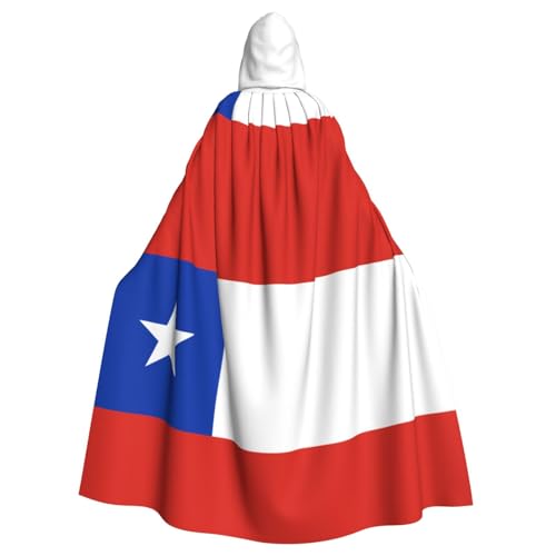 DLXW Renaissance Kapuzenumhang für Erwachsene, Polyester, viktorianische Capelle, mittelalterliches Hobbit, Halloween-Kostüm, Flagge von Chile von DLXW