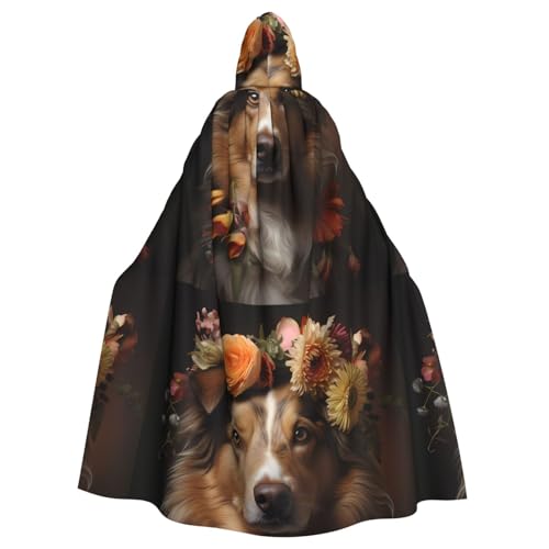 DLXW Renaissance Kapuzenumhang für Erwachsene, Polyester, viktorianische Capelle, mittelalterliches Hobbit, Halloween-Kostüm, Hund, Mädchen mit Blumen DLXW Renaissance Kapuzenumhang für Erwachsene, Polyester, viktorianische Capelle, mittelalterliches Hobbit, Halloween-Kostüm, Hund, Mädchen mit Blumen von DLXW