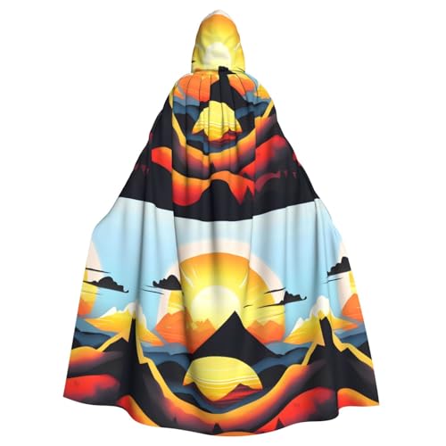DLXW Renaissance Kapuzenumhang für Erwachsene, Polyester, viktorianische Capelle, mittelalterliches Hobbit, Halloween-Kostüm, Sonnenaufgang, Berg DLXW Renaissance Kapuzenumhang für Erwachsene, Polyester, viktorianische Capelle, mittelalterliches Hobbit, Halloween-Kostüm, Sonnenaufgang, Berg von DLXW