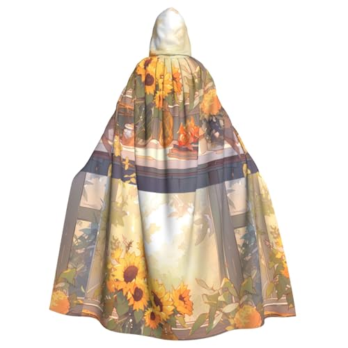 DLXW Renaissance Kapuzenumhang für Erwachsene, Polyester, viktorianische Capelle, mittelalterliches Hobbit, Halloween-Kostüm, Sonnenblumen unter der Fensterbank DLXW Renaissance Kapuzenumhang für Erwachsene, Polyester, viktorianische Capelle, mittelalterliches Hobbit, Halloween-Kostüm, Sonnenblumen unter der Fensterbank von DLXW