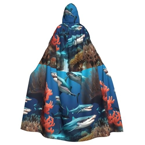 DLXW Renaissance Kapuzenumhang für Erwachsene, Polyester, viktorianische Capelle, mittelalterliches Hobbit, Halloween-Kostüm, U-Boot, Hai, Koralle DLXW Renaissance Kapuzenumhang für Erwachsene, Polyester, viktorianische Capelle, mittelalterliches Hobbit, Halloween-Kostüm, U-Boot, Hai, Koralle von DLXW